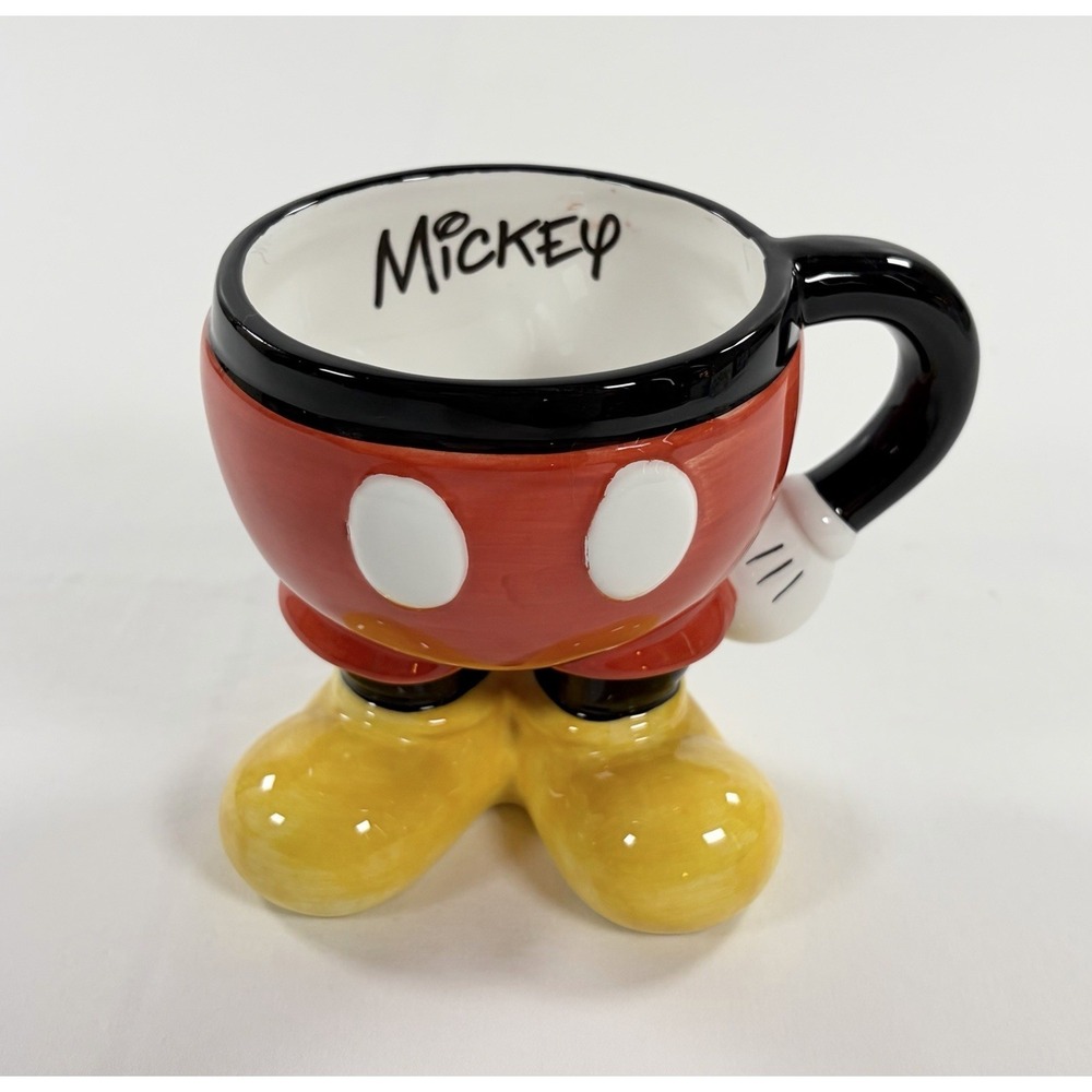Disney Store Mickey Mouse Red Pants Feet 3D Sculpted Ceramic Coffee Mug Cup 12oz
